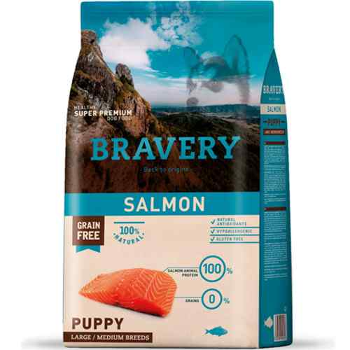 Bravery Salmón Puppy Large/Medium Breeds Alimento Seco Perro, , large image number null