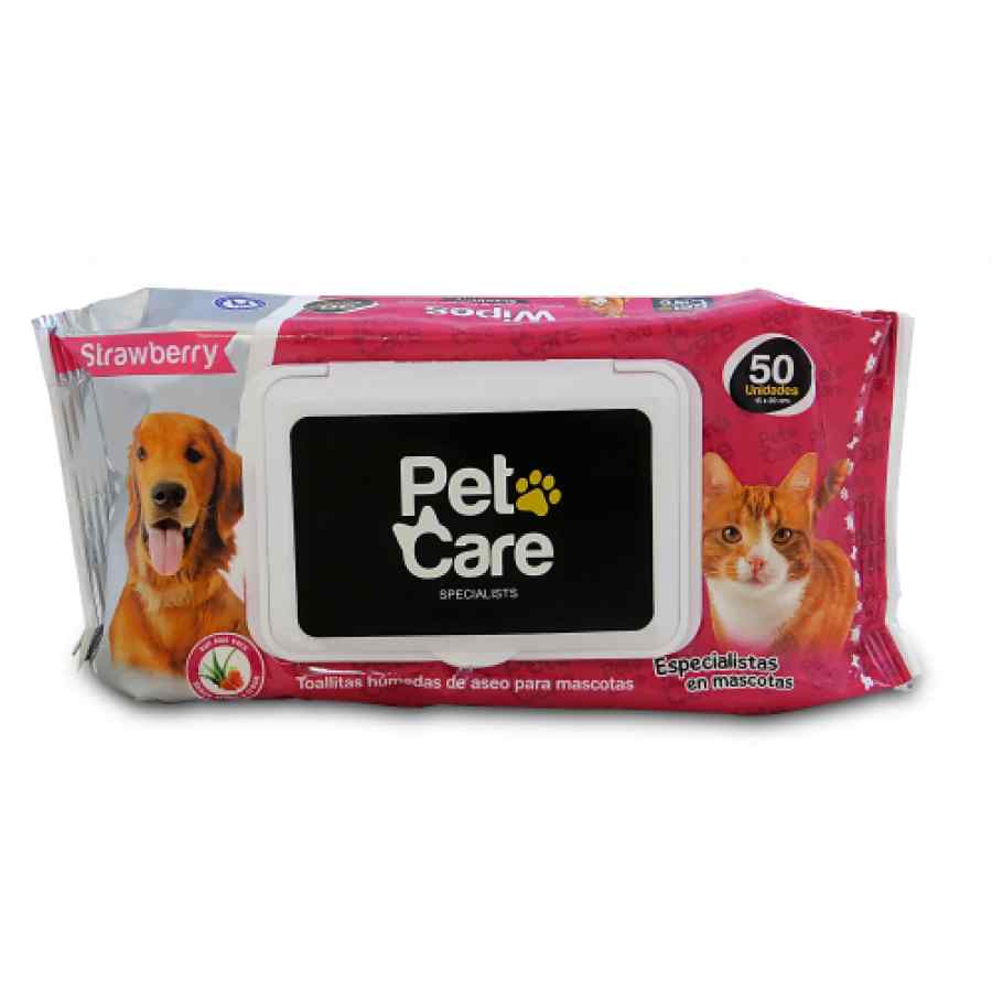 Pet Care Tollas humedas aroma fresa, 50 unidades, , large image number null