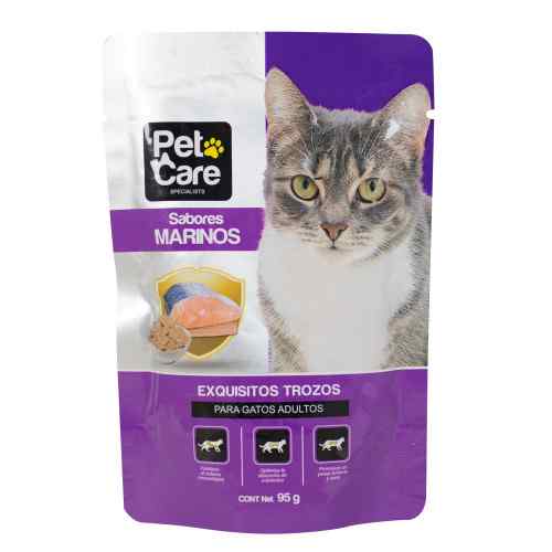 Pet Care Pouches Gato Sabores Marinos 95 g, , large image number null