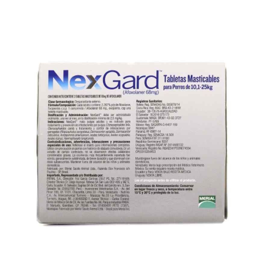 Nexgard 68mg (10.1 a 25kg) 3 tabletas, , large image number null