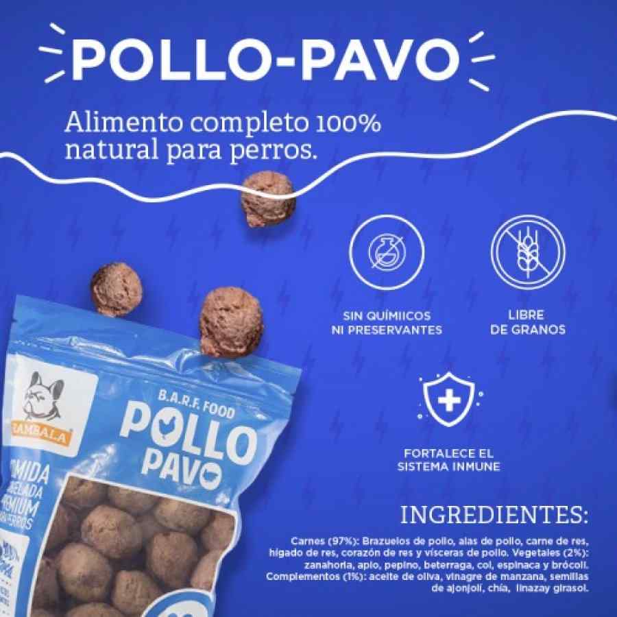 Rambala Comida Congelada Premium para Perros Pollo (Con Pavo) 800 g, , large image number null