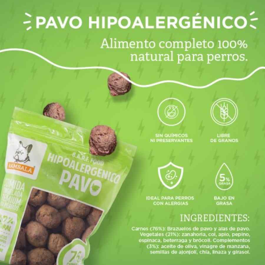 Rambala Comida Congelada Premium para Perros Pavo hipoalergénico 800 g, , large image number null