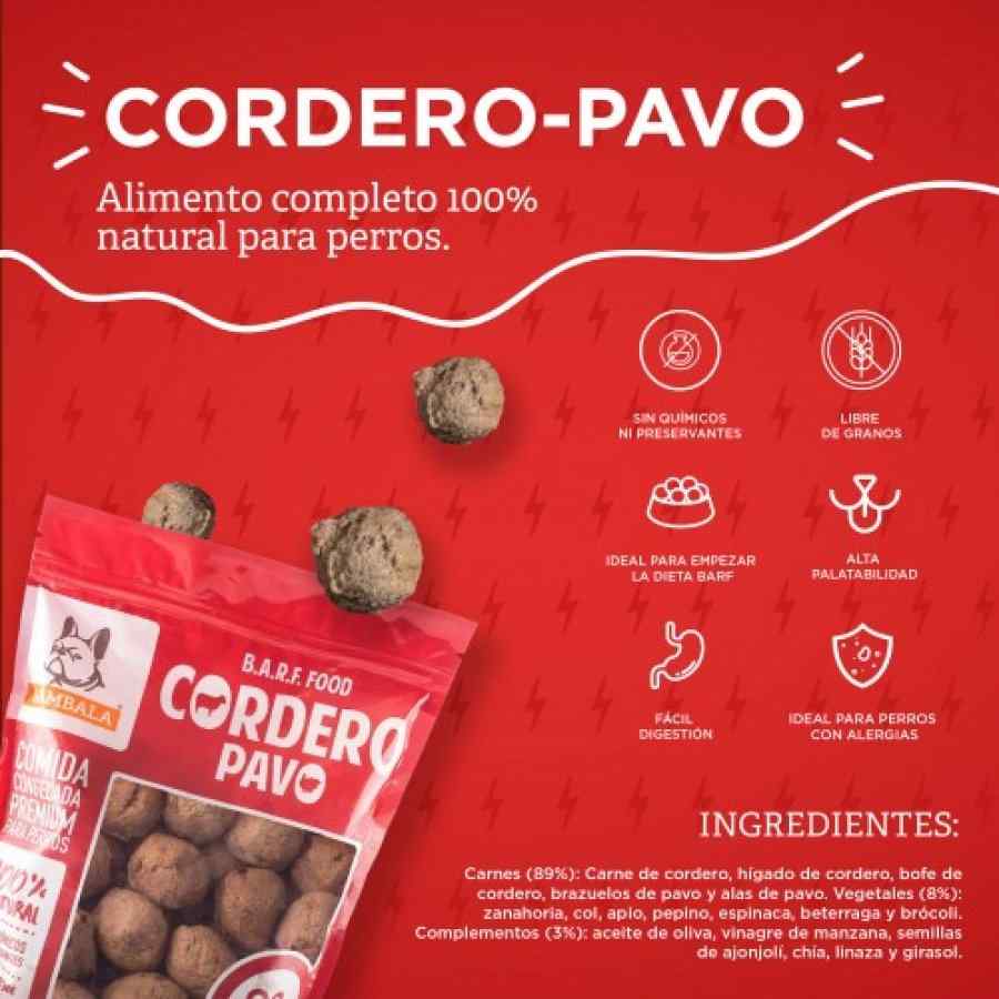 Rambala Comida Congelada Premium para Perros Cordero (Con Pavo) 800 g, , large image number null