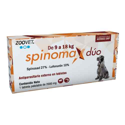 Spinomax Duo 9 A 18 Kg (Antiparasitario Externo Oral A Base De Spinosad + Lufenurón)  1 Unid