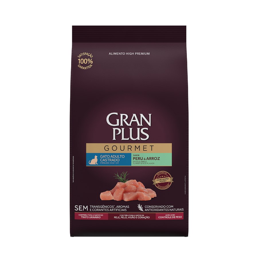 Gran Plus Gourmet Gato Adulto Castrado Sabor Pavo Y Arroz