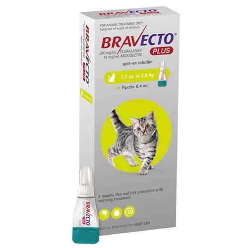 BRAVECTO PLUS 112,5mg SPOT ON CATS (1.2Kg 2.8Kg), , large image number null