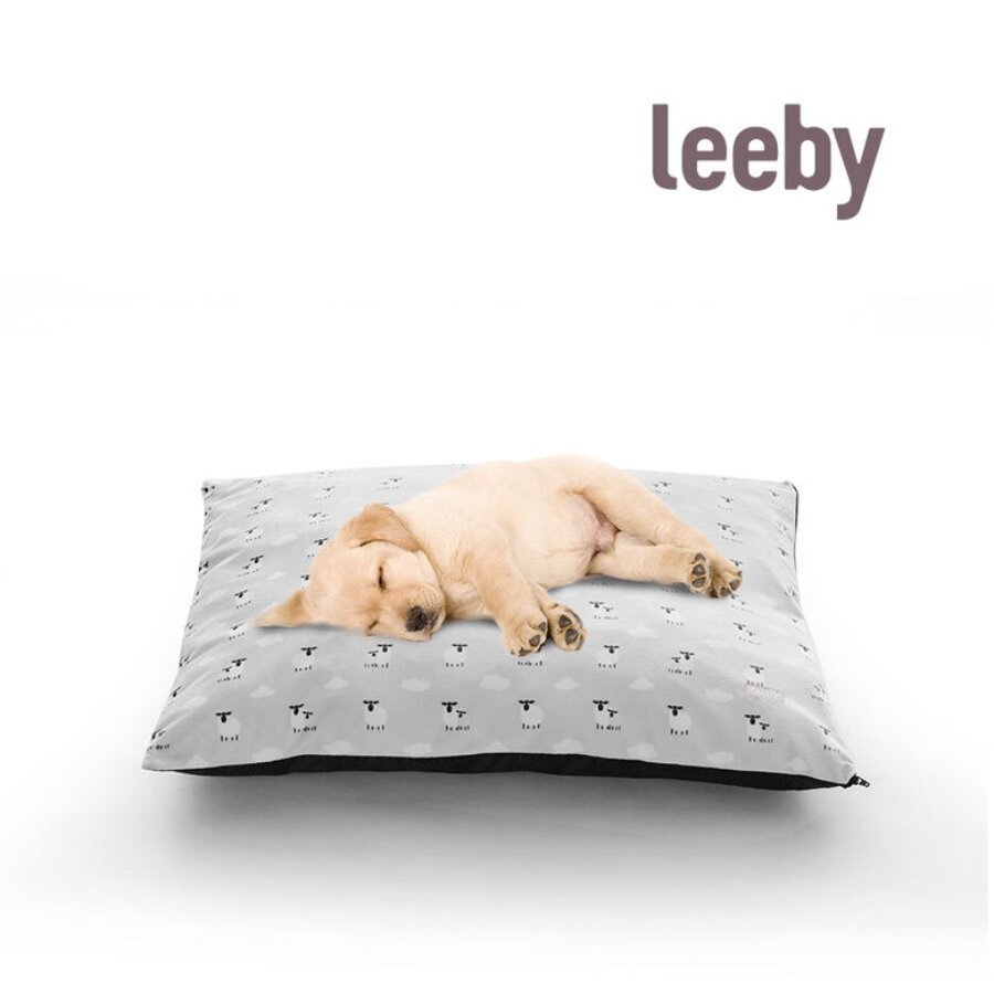 Leeby cama gris con ovejitas desenfundable para cachorros