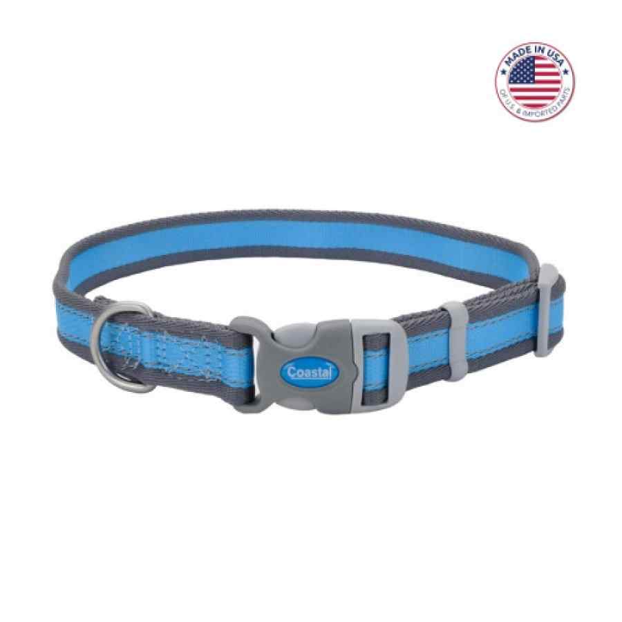 Coastal Pro Reflective Adjustable Dog Collar, Bright Blue With Grey, Large 1" X 18" 26", , large image number null