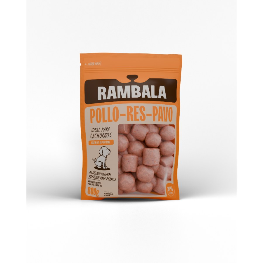 Rambala Comida Congelada Premium para Perros Pollo Res Pavo 800 g