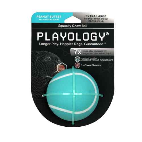 Playology Squeaky Chew Ball Pelota Masticable Sabor Mantequilla De Mani Xl, , large image number null