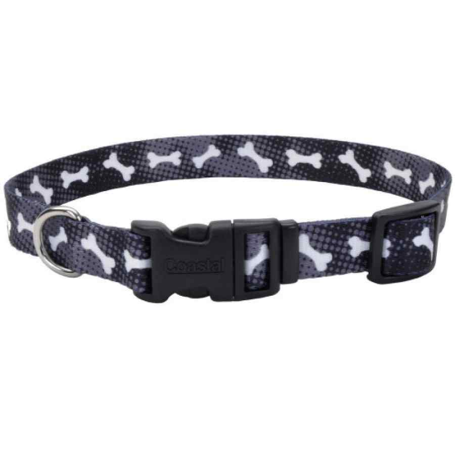 Coastal Styles Adjustable Dog Collar, Black Bones, , large image number null